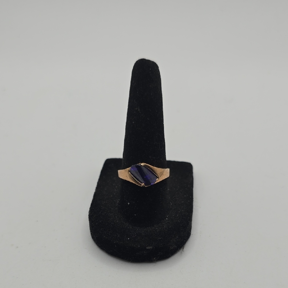 18k Gold and Blue Crystal Women's Ring
